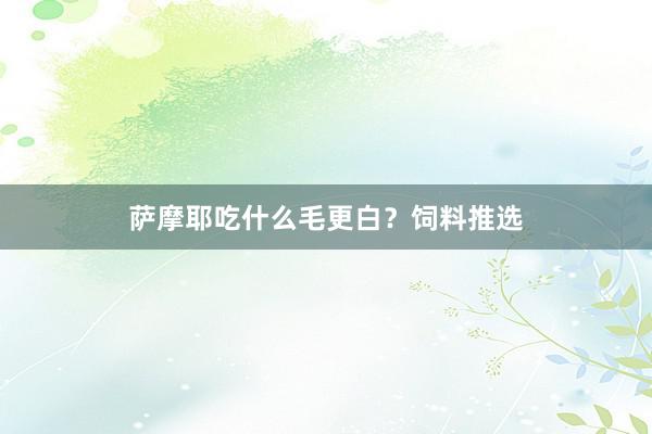 萨摩耶吃什么毛更白？饲料推选
